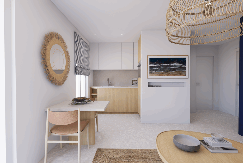 plan 3D cuisine en chêne à mulhouse